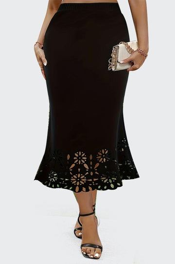 Woochic jupe grande taille découpée enveloppante sirène noir 1XL